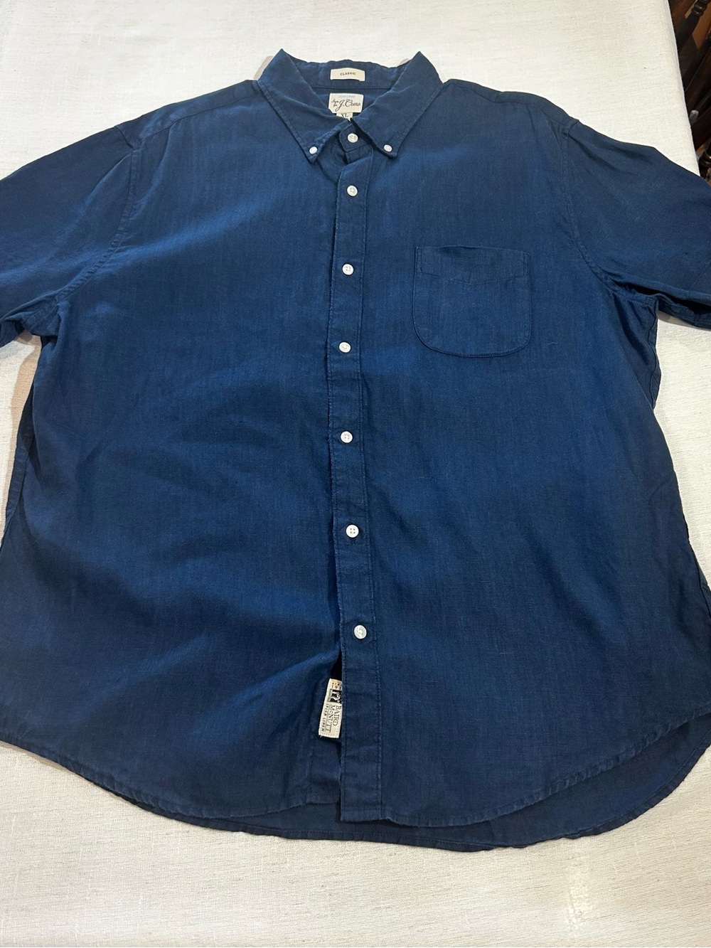 J.Crew Baird McNutt Irish Linen Short-Sleeve Button-Down Shirt – Blue / XL